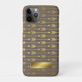 Patroon met goudpijlen op Taupe Faux Gold Foil Case-Mate iPhone Case (Achterkant)