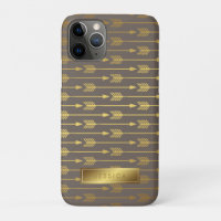 Patroon met goudpijlen op Taupe Faux Gold Foil