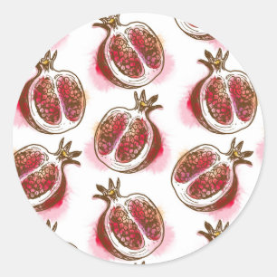 Patroon met granaatappel ronde sticker