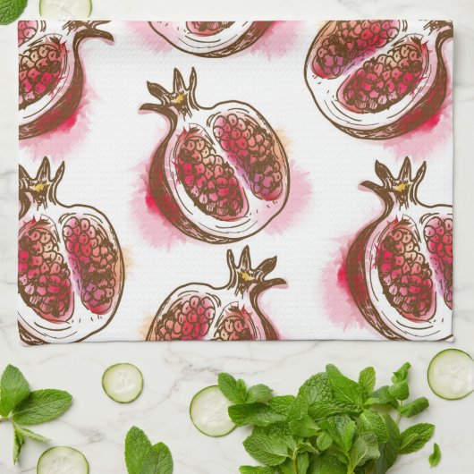 Patroon met granaatappel theedoek (Gevouwen)