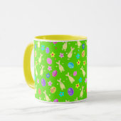 Patroon met grappige decoratieve hazen en eieren. mok (Voorkant links)