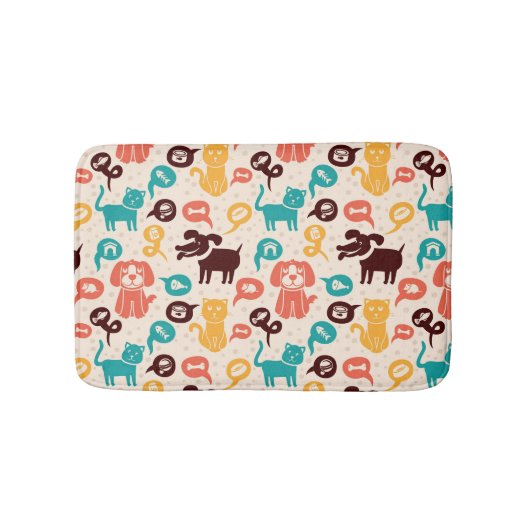 Patroon met grappige katten en honden badmat (Voorkant)