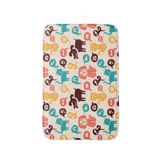 Patroon met grappige katten en honden badmat (Voorkant Verticaal)