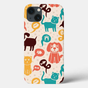 Patroon met grappige katten en honden iPhone 13 hoesje