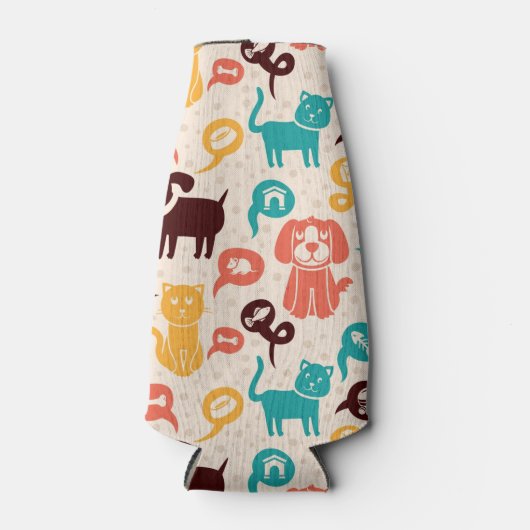 Patroon met grappige katten en honden flesjeskoeler (Voorkant)