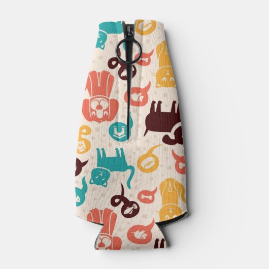 Patroon met grappige katten en honden flesjeskoeler (Achterkant)