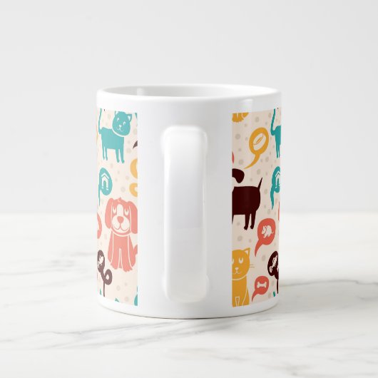Patroon met grappige katten en honden grote koffiekop (Achterkant)