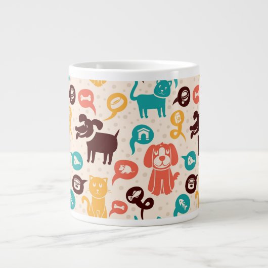 Patroon met grappige katten en honden grote koffiekop (Voorkant)