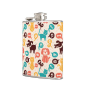 Patroon met grappige katten en honden heupfles (Links)