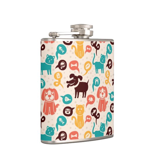 Patroon met grappige katten en honden heupfles (Rechts)