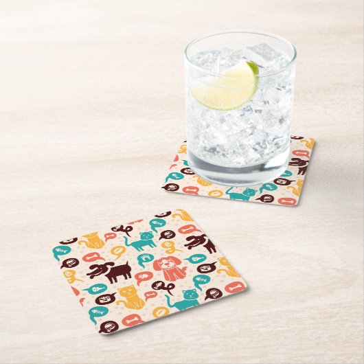 Patroon met grappige katten en honden kartonnen onderzetters (Insitu)