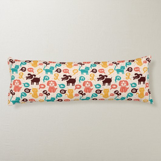 Patroon met grappige katten en honden lichaamskussen (Achterkant)