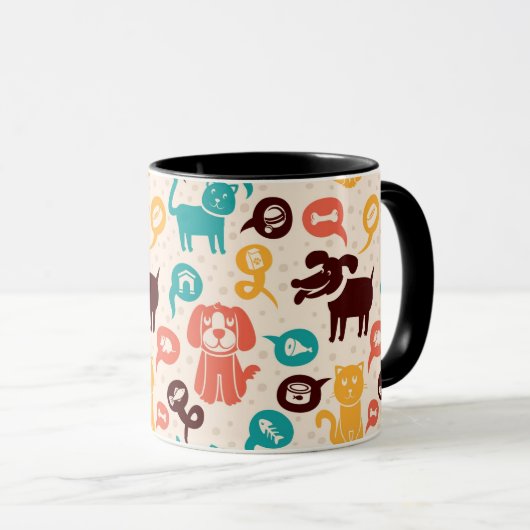 Patroon met grappige katten en honden mok (Voorkant rechts)