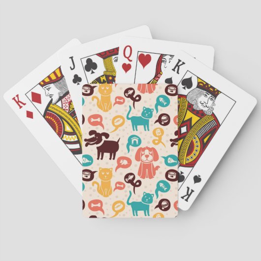 Patroon met grappige katten en honden pokerkaarten (Achterkant)