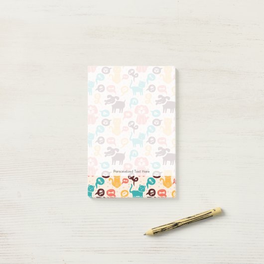 Patroon met grappige katten en honden post-it® notes (Op bureau)