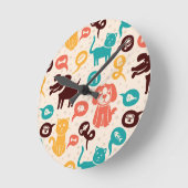 Patroon met grappige katten en honden ronde klok (Hoek)