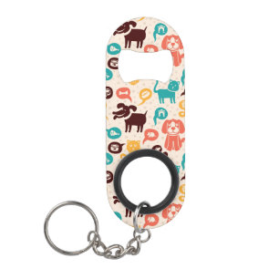 Patroon met grappige katten en honden sleutelhanger flessenopener
