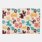 Patroon met grappige katten en honden theedoek (Horizontaal)