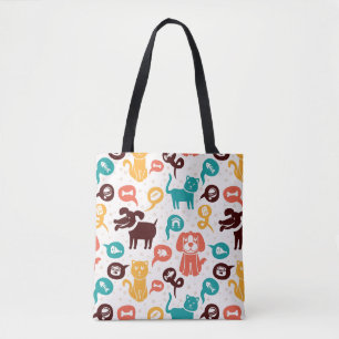 Patroon met grappige katten en honden tote bag