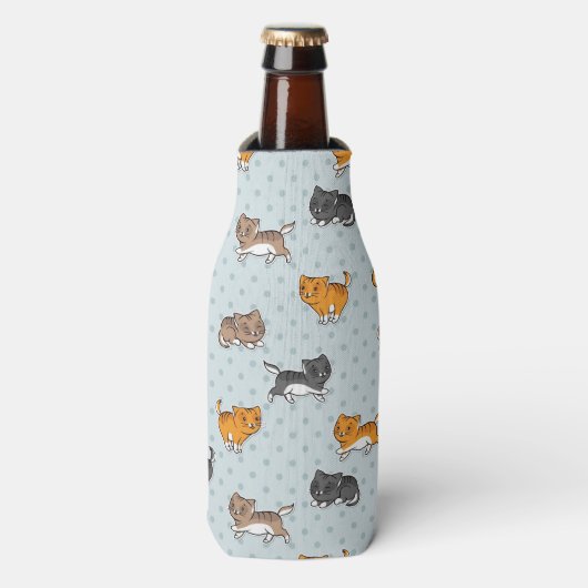 patroon met grappige katten flesjeskoeler (Fles Voorkant)