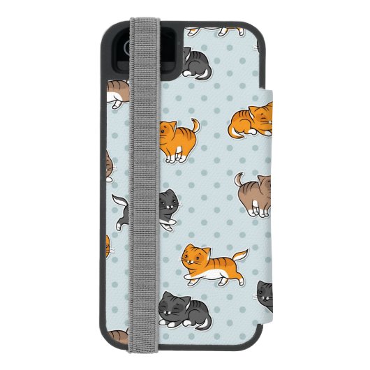 patroon met grappige katten incipio iPhone portemonnee hoesje (Agenda Achterkant)