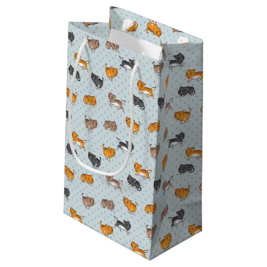 patroon met grappige katten klein cadeauzakje (Achterkant Gekanteld)