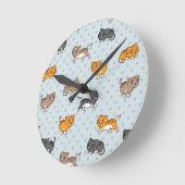 patroon met grappige katten ronde klok (Hoek)