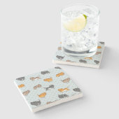 patroon met grappige katten stenen onderzetter (Zijkant)