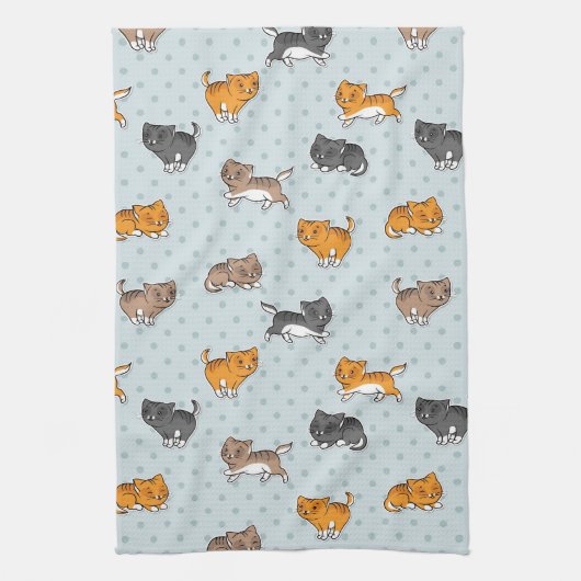 patroon met grappige katten theedoek (Verticaal)
