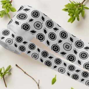 Patroon met grijpklep voor zwart en zilver satijnen lint