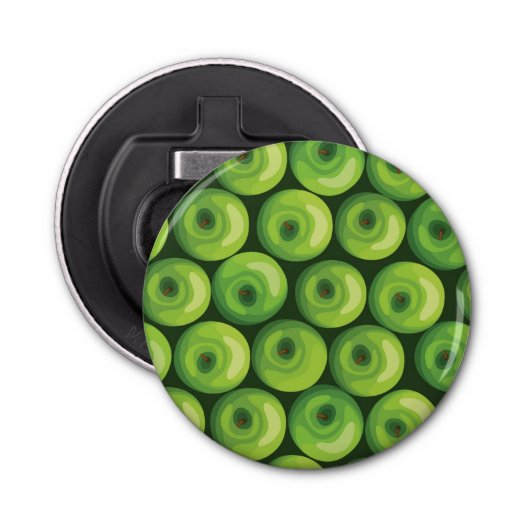 Patroon met groene appels button flesopener (Voorkant)