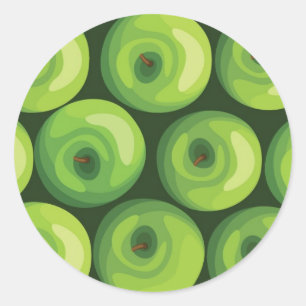 Patroon met groene appels ronde sticker