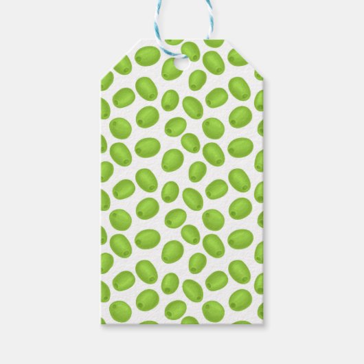 Patroon met groene olijven cadeaulabel (Voorkant)