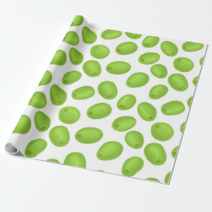 Patroon met groene olijven cadeaupapier