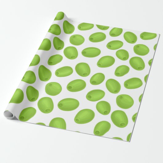Patroon met groene olijven cadeaupapier (Uitgerold)