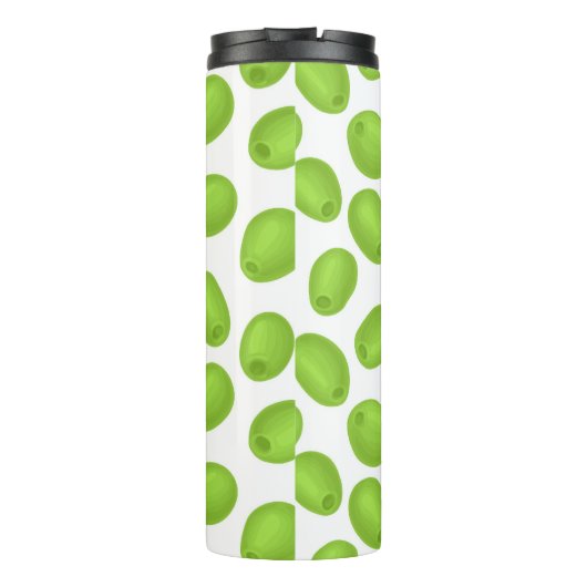 Patroon met groene olijven thermosbeker (Achterkant)