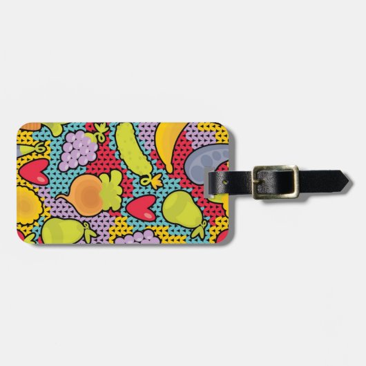 Patroon met groenten en fruit bagagelabel (Voorkant horizontaal)