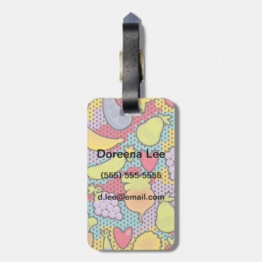 Patroon met groenten en fruit bagagelabel (Achterkant verticaal)