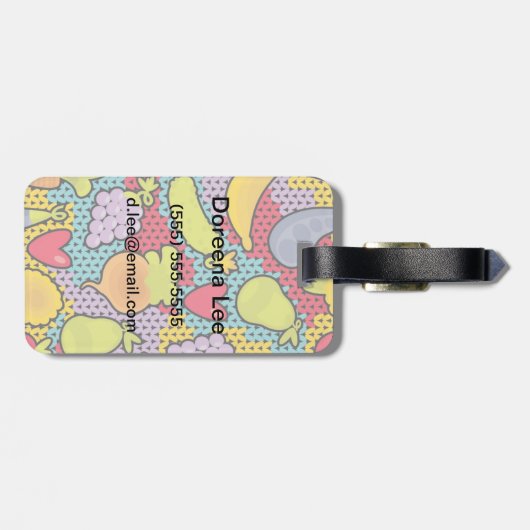 Patroon met groenten en fruit bagagelabel (Achterkant horizontaal)