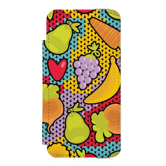 Patroon met groenten en fruit incipio iPhone portemonnee hoesje (Voorkant Agenda)