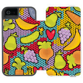 Patroon met groenten en fruit incipio iPhone portemonnee hoesje (Agenda Open)