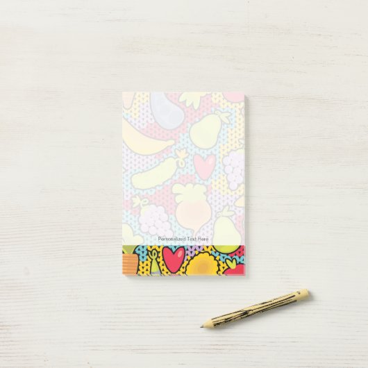 Patroon met groenten en fruit post-it® notes (Op bureau)