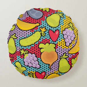 Patroon met groenten en fruit rond kussen