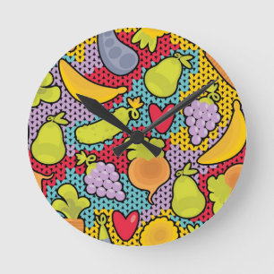 Patroon met groenten en fruit ronde klok
