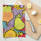 Patroon met groenten en fruit theedoek (Quarter Fold)