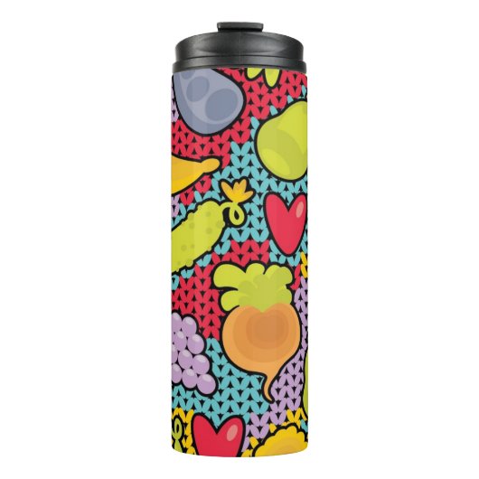 Patroon met groenten en fruit thermosbeker (Voorkant)