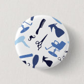 Patroon met haarsalon ronde button 3,2 cm (Voorkant)