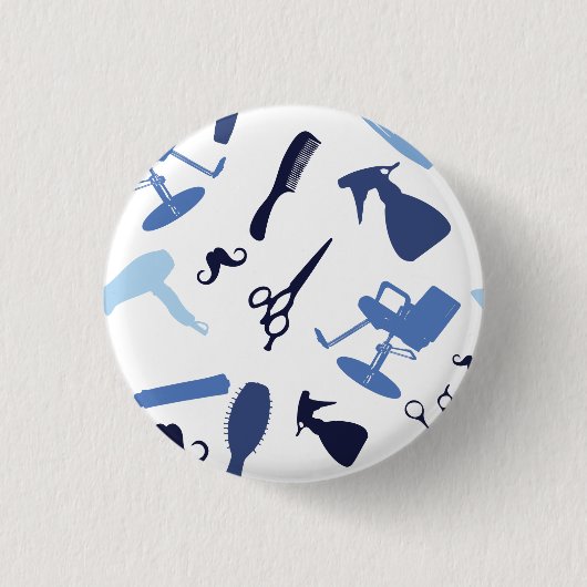 Patroon met haarsalon ronde button 3,2 cm (Voorkant)
