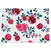 patroon met handbeschilderde rode en roze rozen groot cadeauzakje (Voorkant)