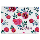 patroon met handbeschilderde rode en roze rozen groot cadeauzakje (Achterkant)